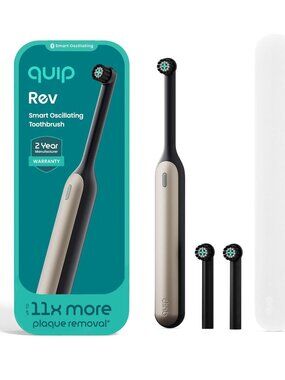 NEW Quip Rev Smart Oscillating Toothbrush Black Crescent